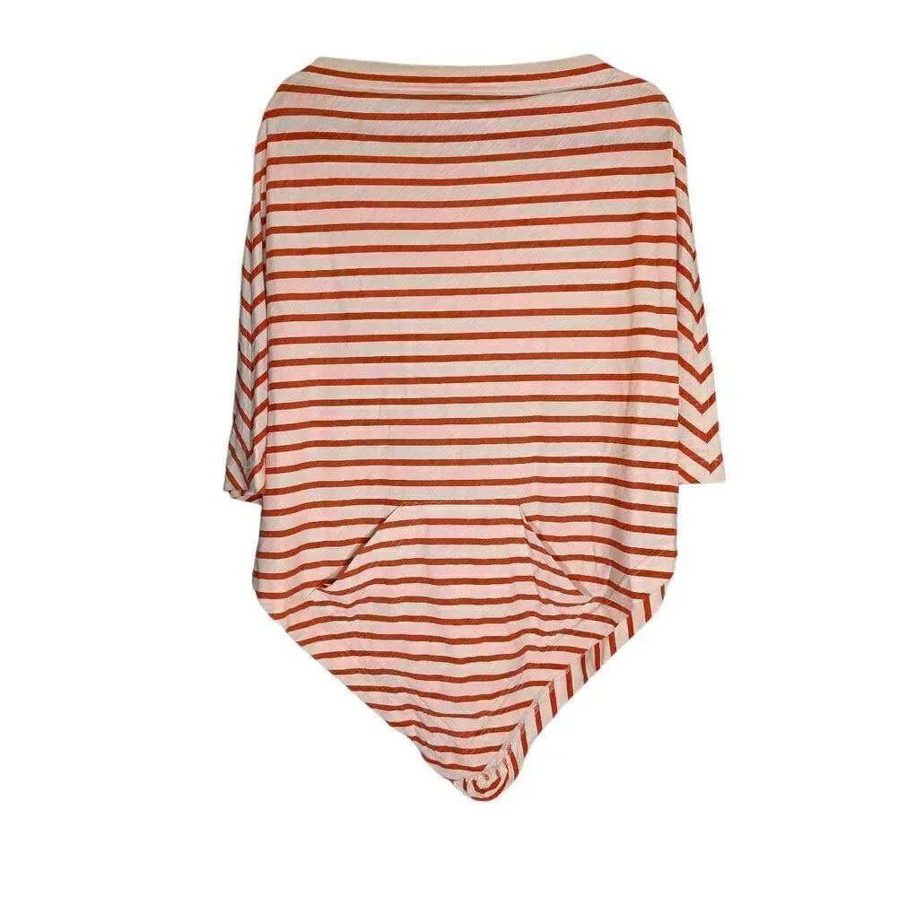 Rock Flower Paper  Shawl Tunic Cover Up Red White Stripe